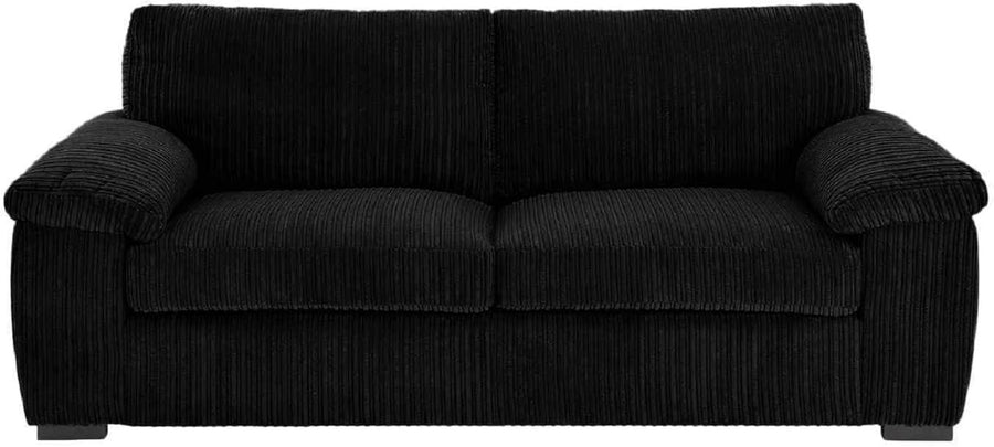 Black Jumbo Cord 3 Seater Sofa Soft Cushions Modern Comfy Lounge Couch