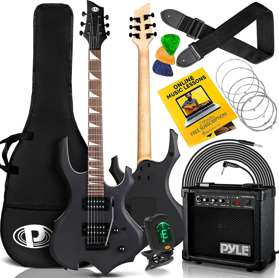Full Size Electric Guitar Starter Kit w Amp & Accessories Black