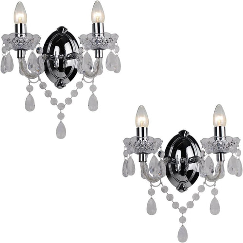 Clear Acrylic Wall Light Twin Sconce | Dimmable LED Compatible Elegant Lamp