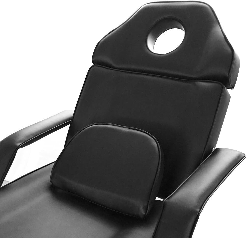 Split-Leg Tattoo Chair Adjustable Massage Beauty Bed w/ Armrests Headrest Black