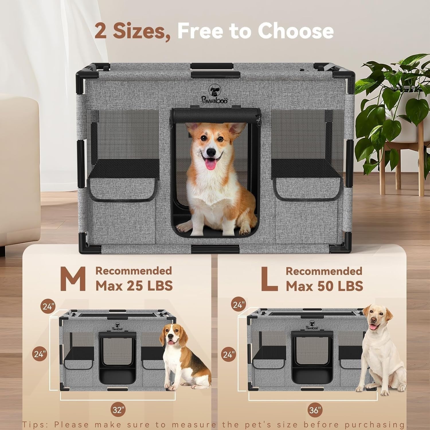 Extra Large Portable Dog Playpen 91x61x61cm Waterproof Breathable Mesh