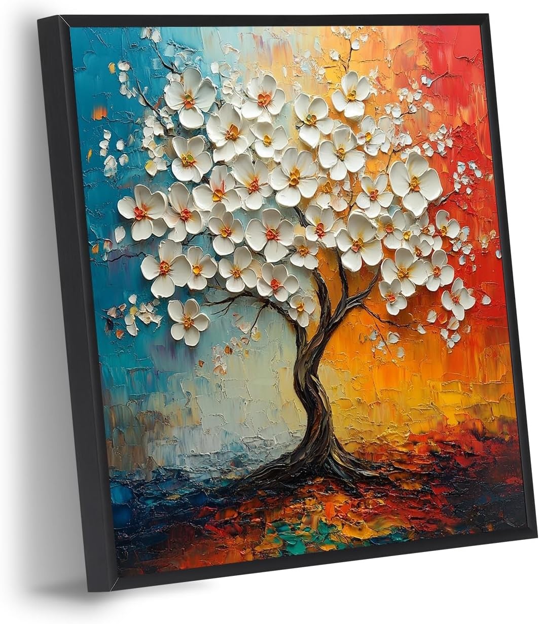 Abstract Tree Texture Canvas Wall Art Framed 12x16 inch Modern Decor