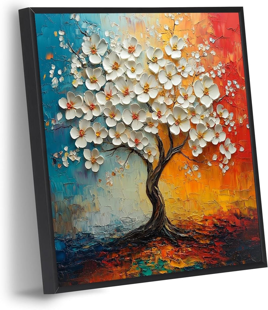 Abstract Tree Texture Canvas Wall Art Framed 12x16 inch Modern Decor