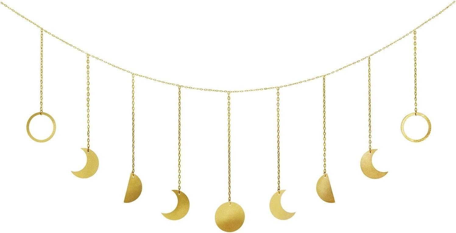 Moon Phase Garland Boho Wall Hanging Gold 130cm Decor