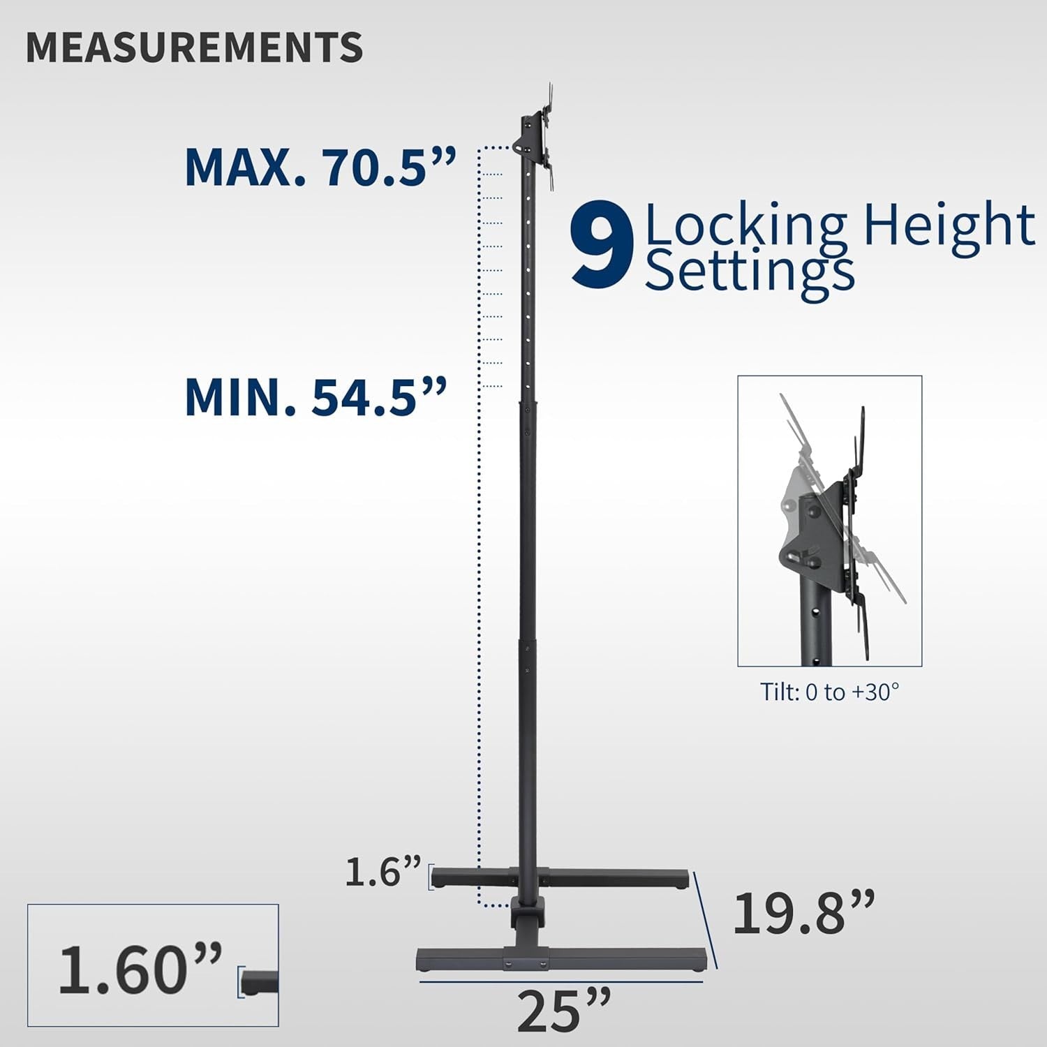 Tall TV Floor Stand Tilt Mount 13"-50" LCD LED VESA 200x200 Pole