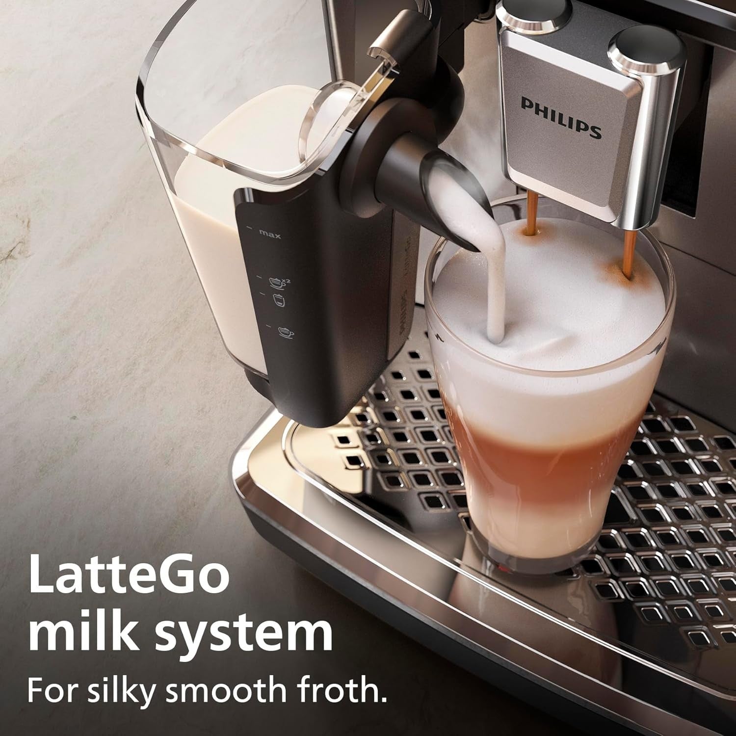 Automatic Bean to Cup Coffee Machine | 6 Hot & Iced Drinks Maker | LatteGo Milk