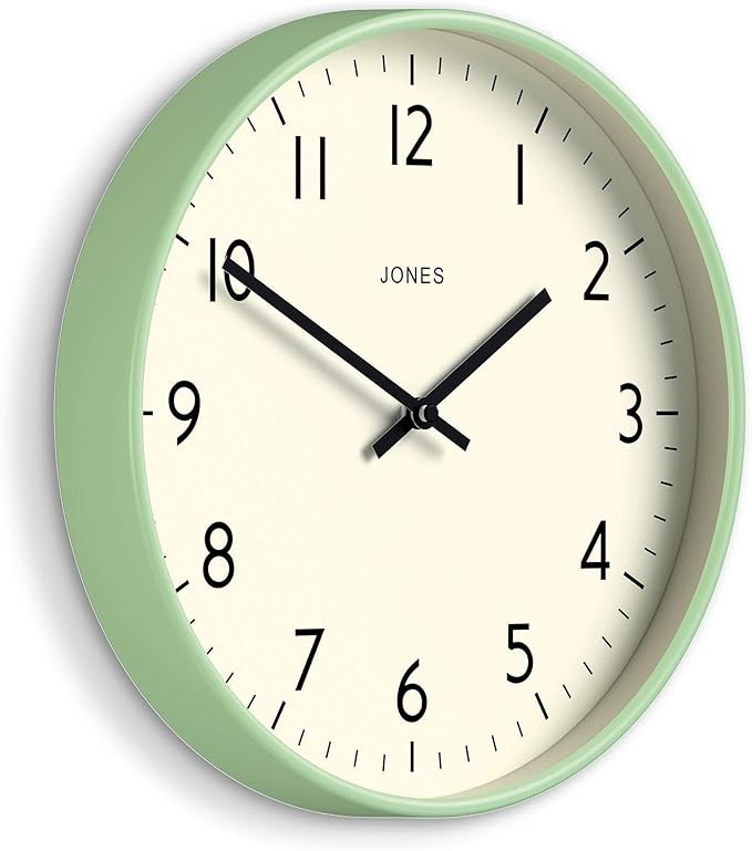 Modern 30cm Silent Wall Clock Neo Mint Green Round Easy-Read Home Decor
