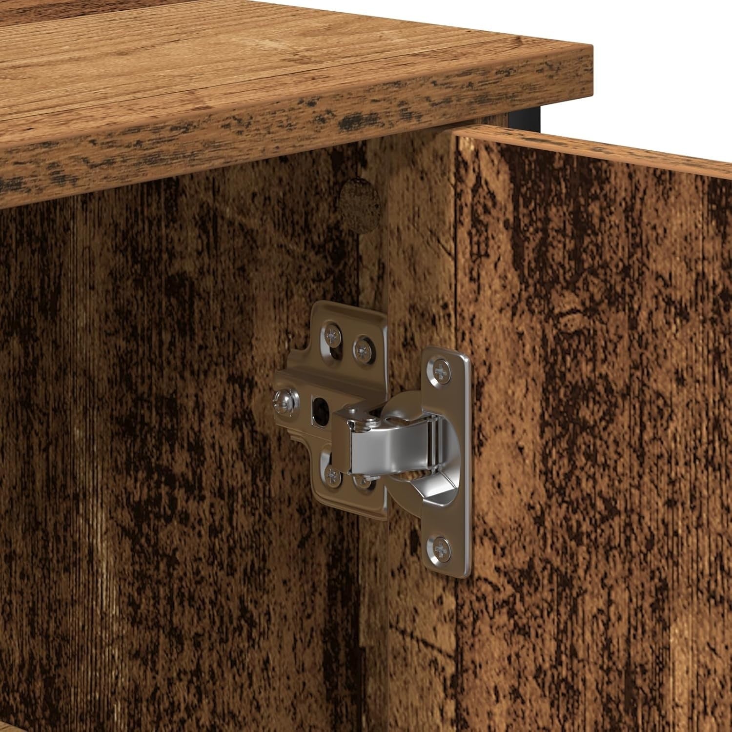 Rustic Wood Sideboard Cabinet Glass Doors Storage Unit 100x35x75cm