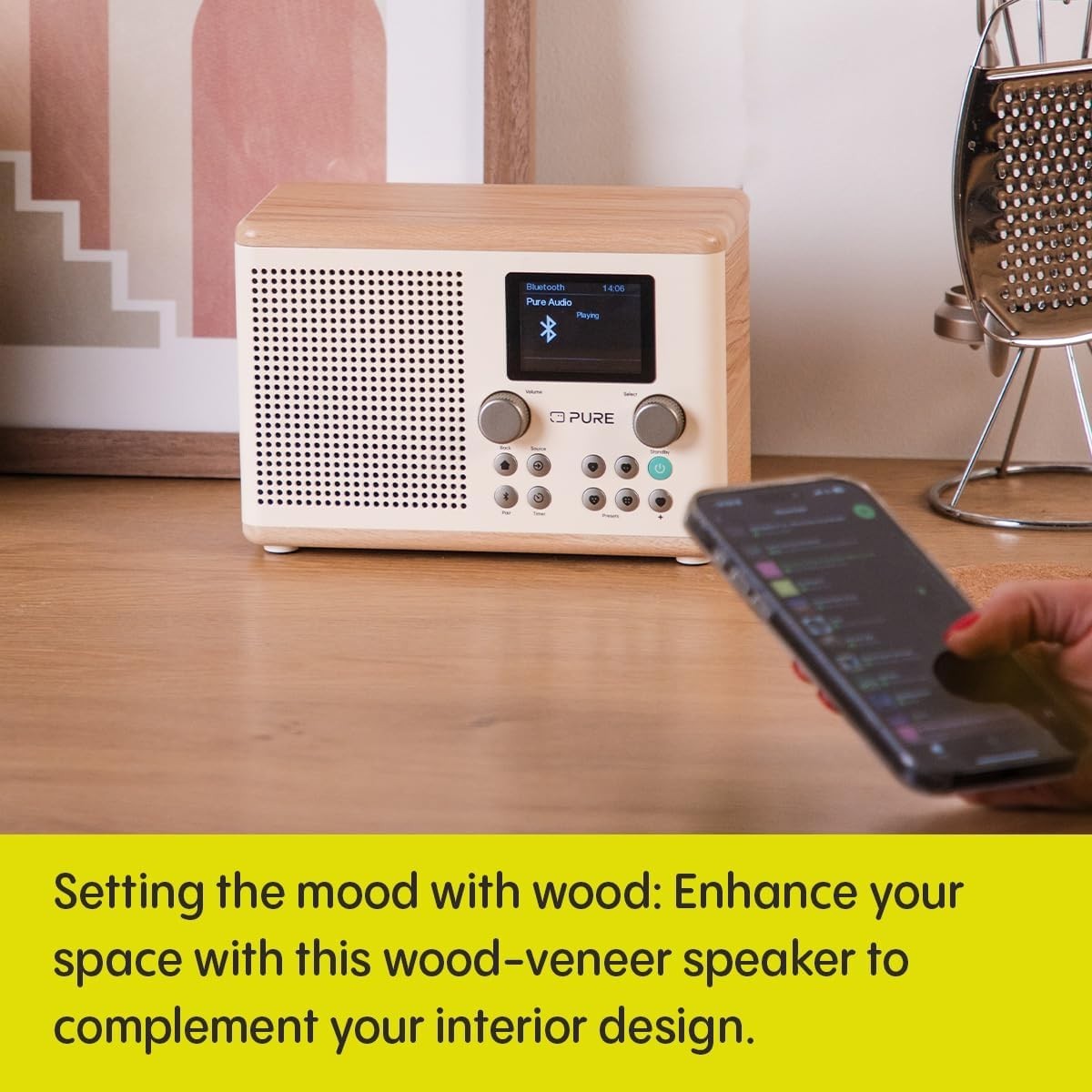 Digital Kitchen Radio DAB+ FM Bluetooth USB AUX Timer Alarm White/Oak