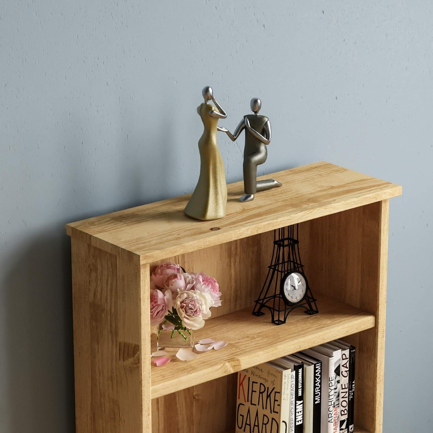 Solid Pine Wood Bookcase with Drawer Rustic CD DVD Storage Shelf Corona