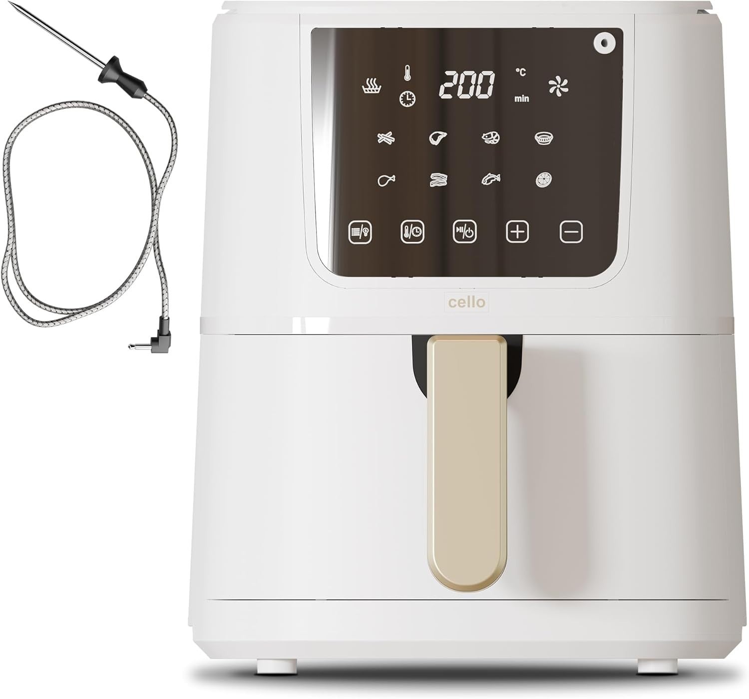 4L White Digital Air Fryer 1400W | ProChef Thermometer | 8 Presets | Compact