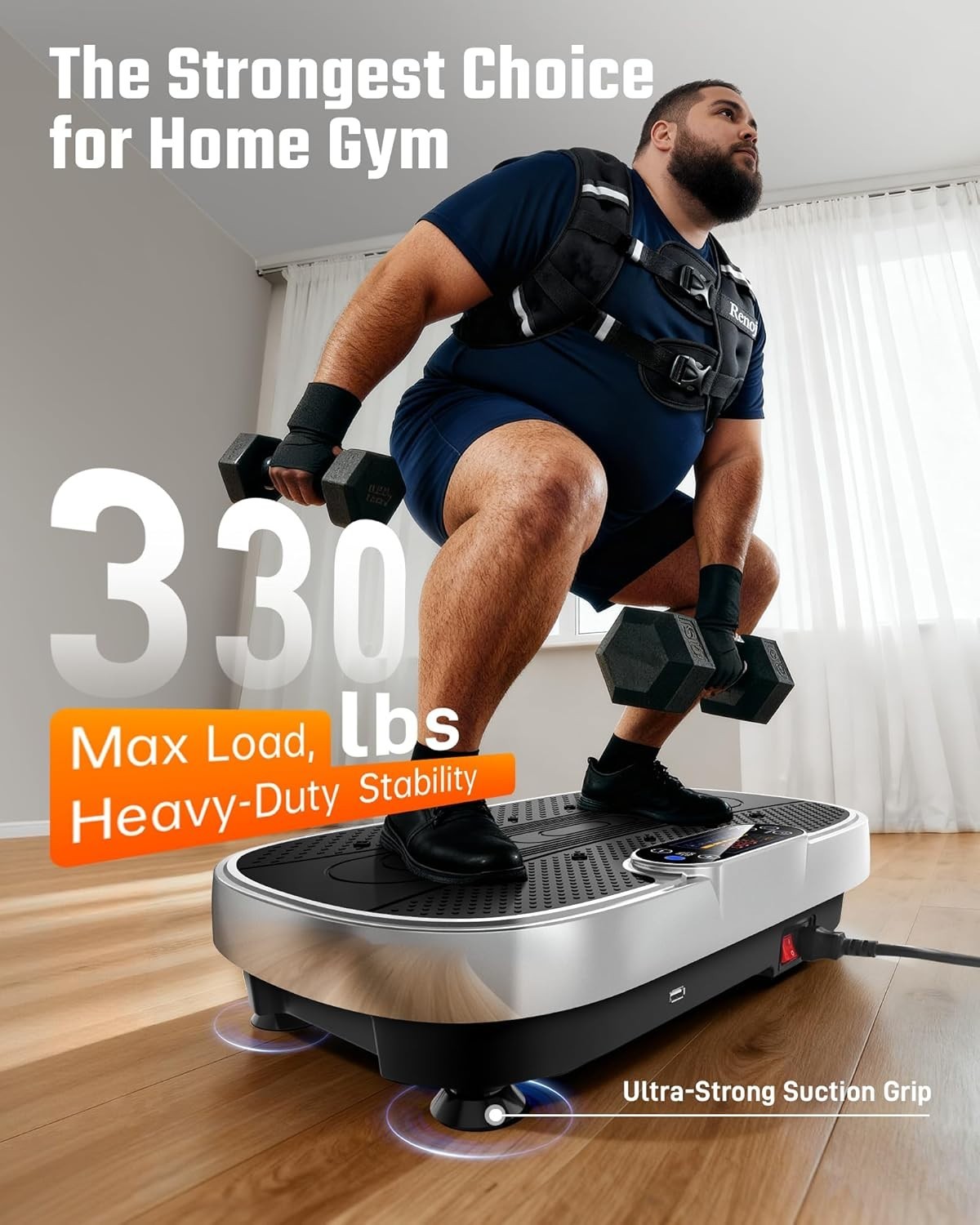 Silver & Black Vibration Plate Exercise Machine 330lb Lymphatic Drainage