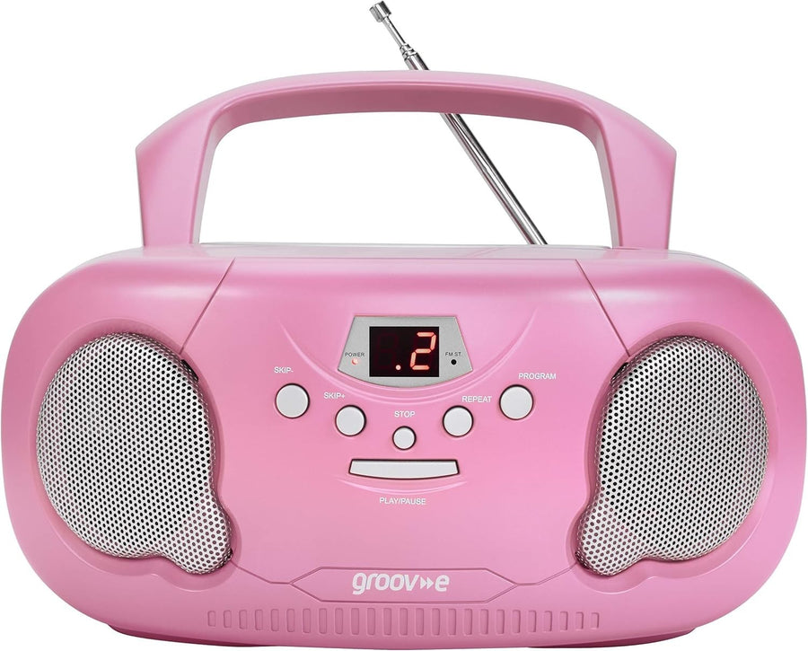 Portable Boombox CD Player with Bluetooth, Radio & Aux - Pink