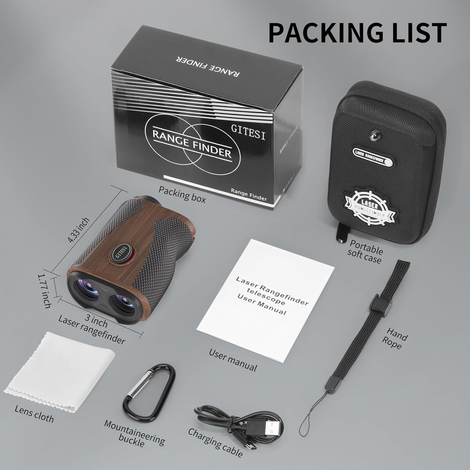 Golf Laser Rangefinder 1200 Yards Slope Flag Lock 7X Rechargeable IP54