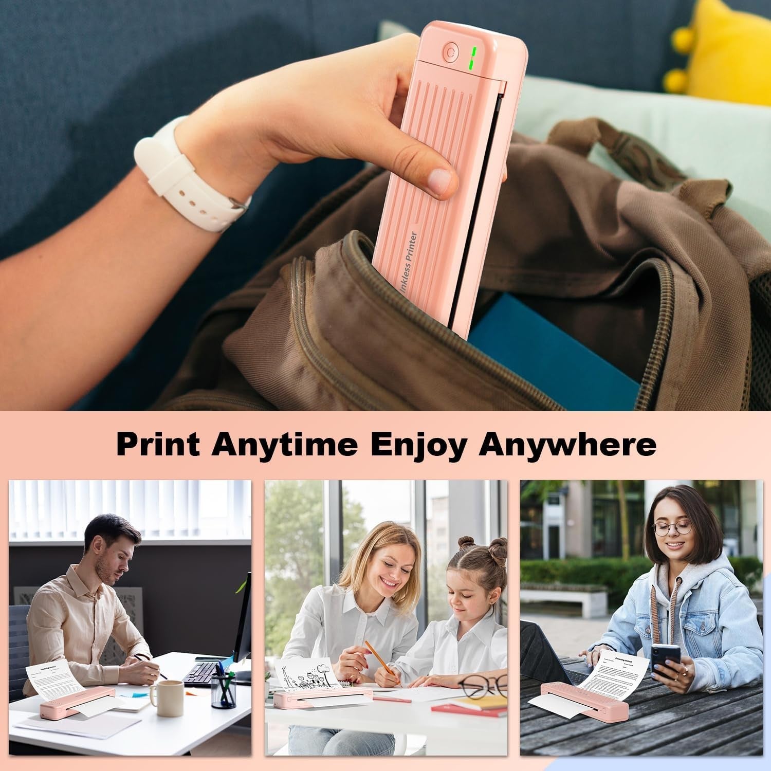 P831 Portable Bluetooth Thermal Transfer Printer – 300 DPI Mobile for Phone