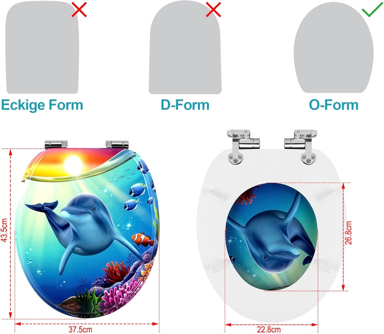 Soft Close O-Shape Toilet Seat MDF White Granite Quick Release Heavy Duty
