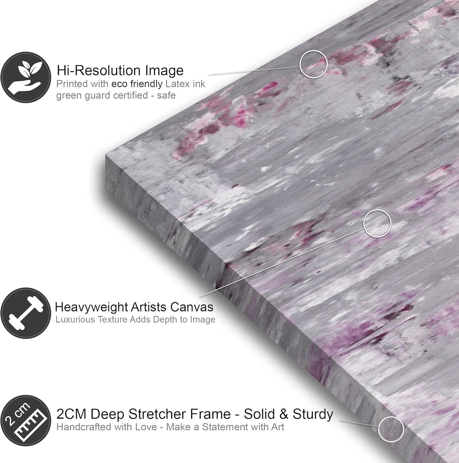 Large Abstract Plum Grey Canvas Wall Art 118x49cm Framed