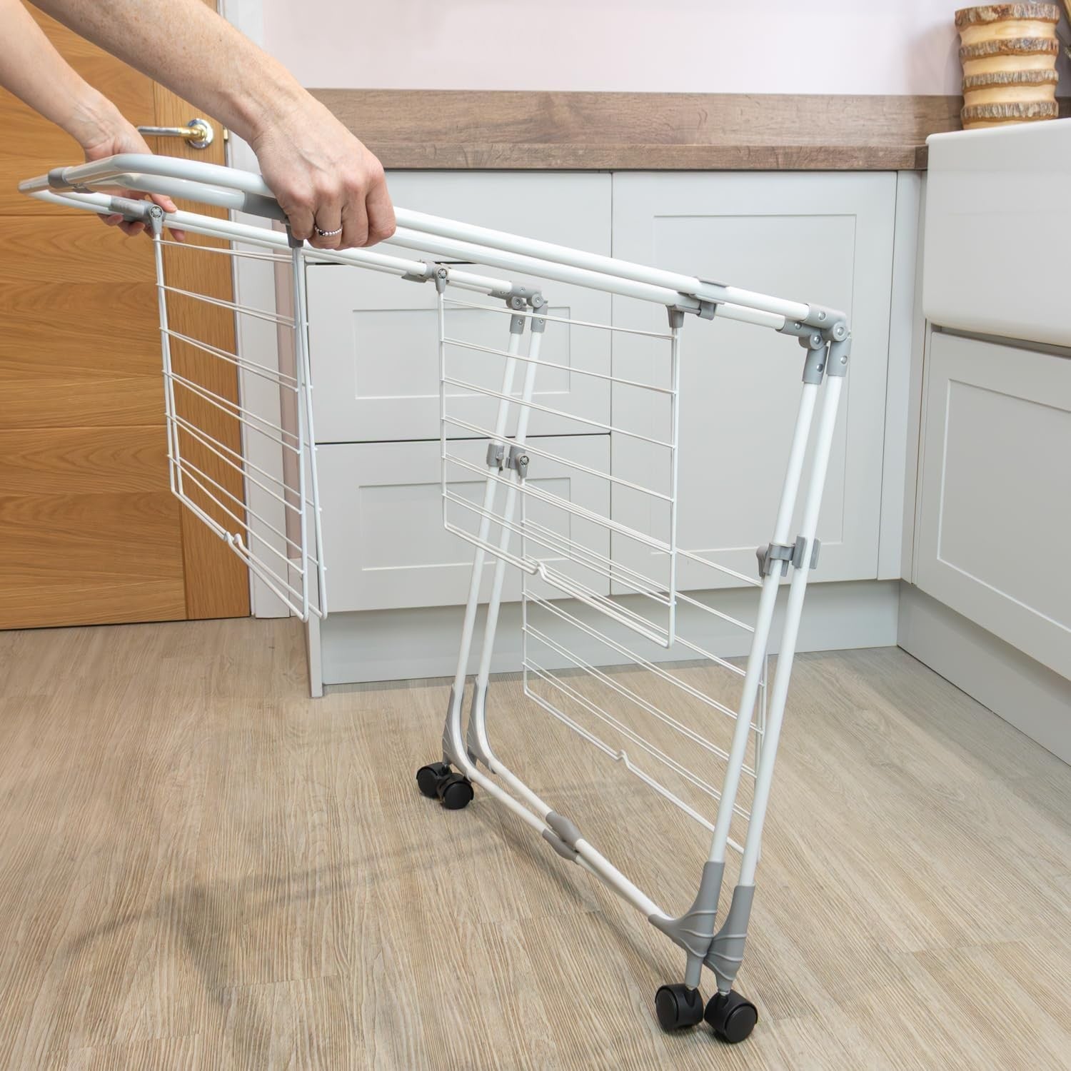 3 Tier Clothes Airer Drying Rack Foldable Laundry Tower with Wheels 28m