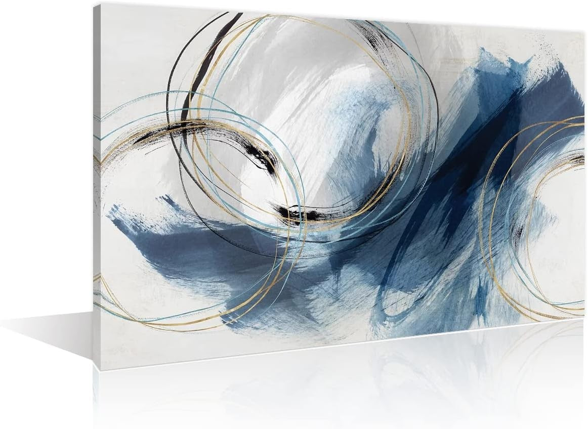 Blue Abstract Canvas Wall Art 16x24in Modern Unframed