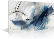 Blue Abstract Canvas Wall Art 16x24in Modern Unframed