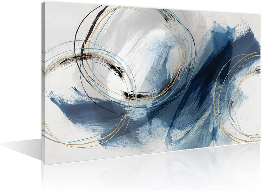 Blue Abstract Canvas Wall Art 16x24in Modern Unframed