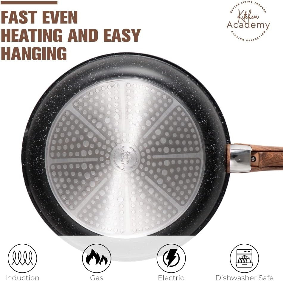 10pcs Black Granite Non Stick Induction Cookware Set with Detachable Handle