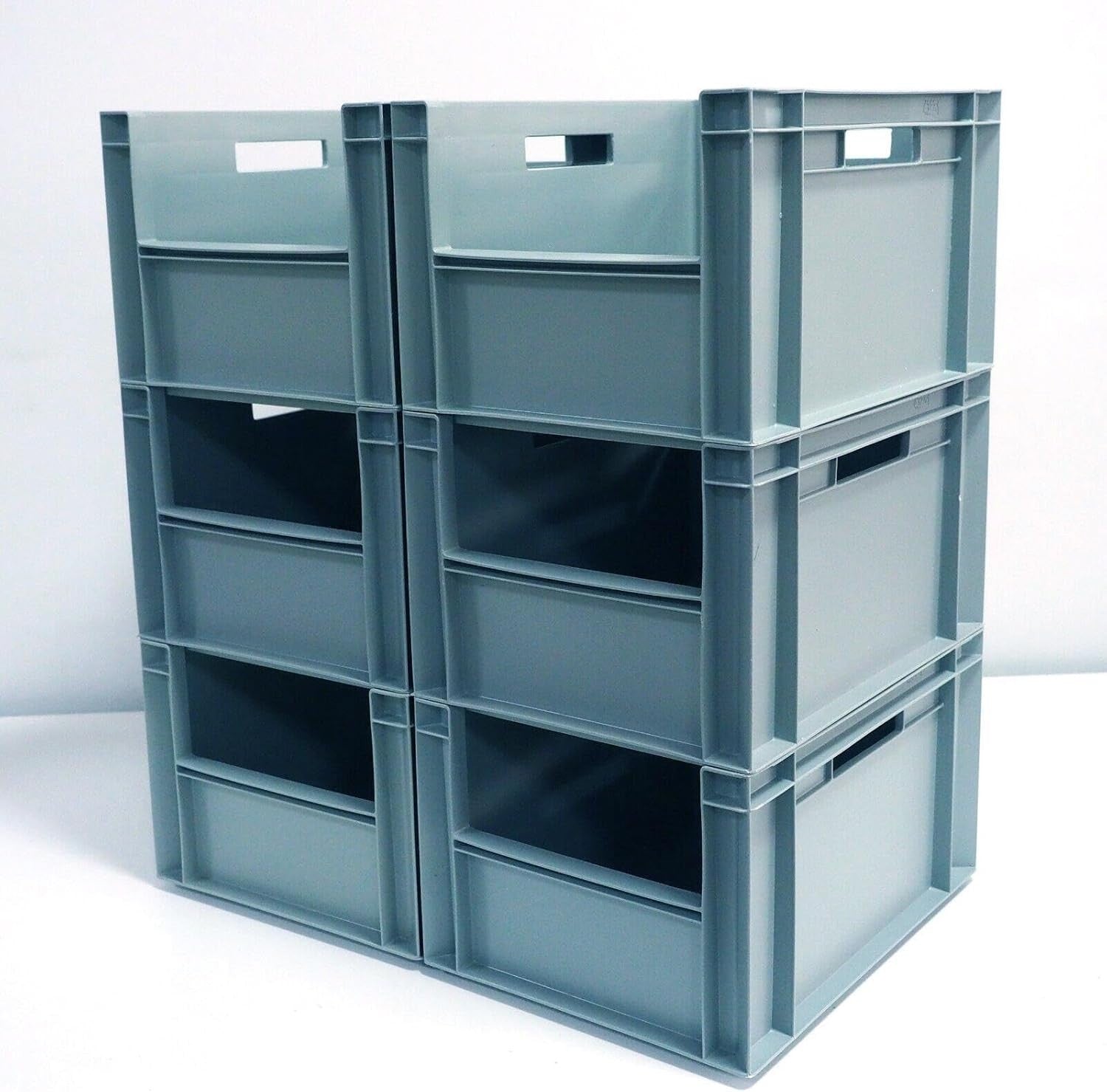 5x 20L Stackable Storage Boxes Heavy Duty Plastic Crates