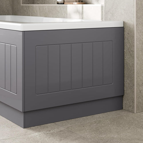 700mm Grey Gloss MDF End Bath Panel Tongue & Groove with Adjustable Plinth
