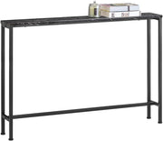 Slim Console Table 120x20x80cm Black Marble Effect Sturdy Metal Frame
