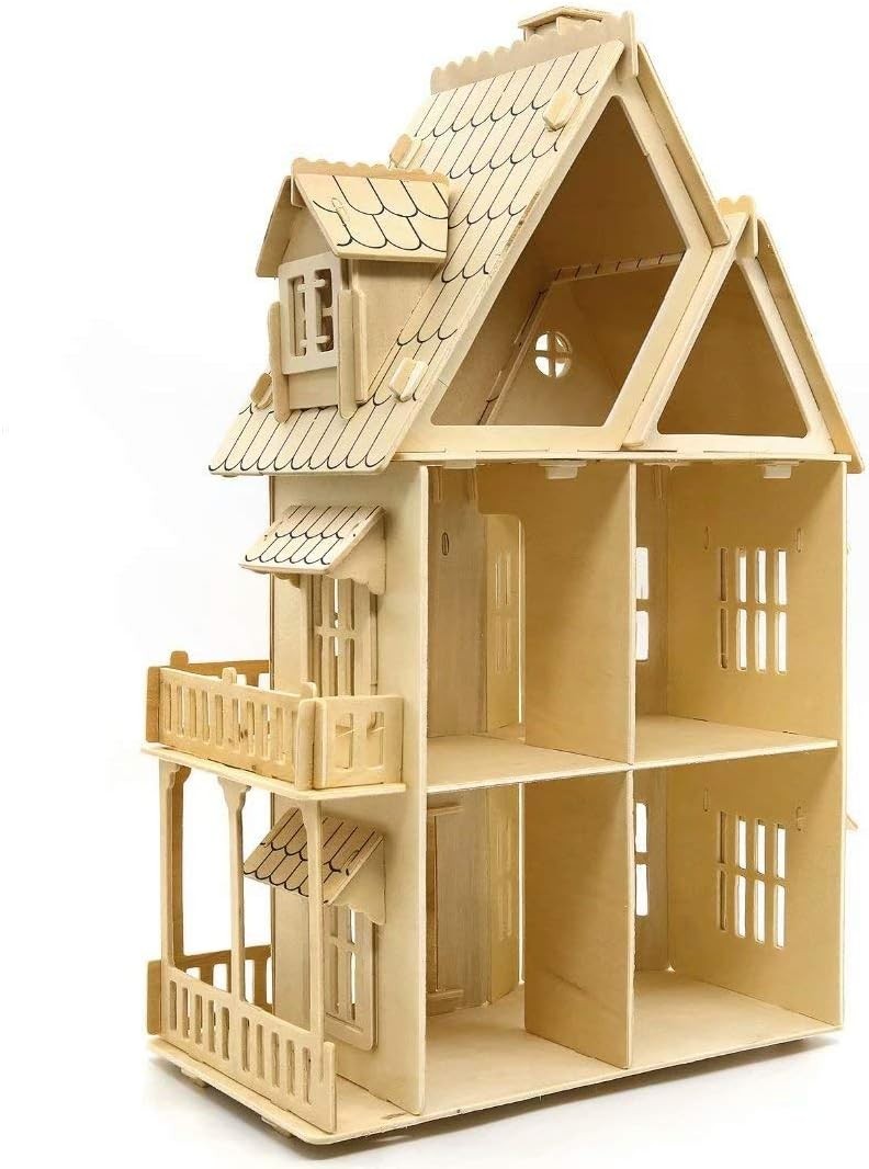 3D Wooden Dollhouse Puzzle Kit - DIY Fantasy Villa Model for Teens & Adults