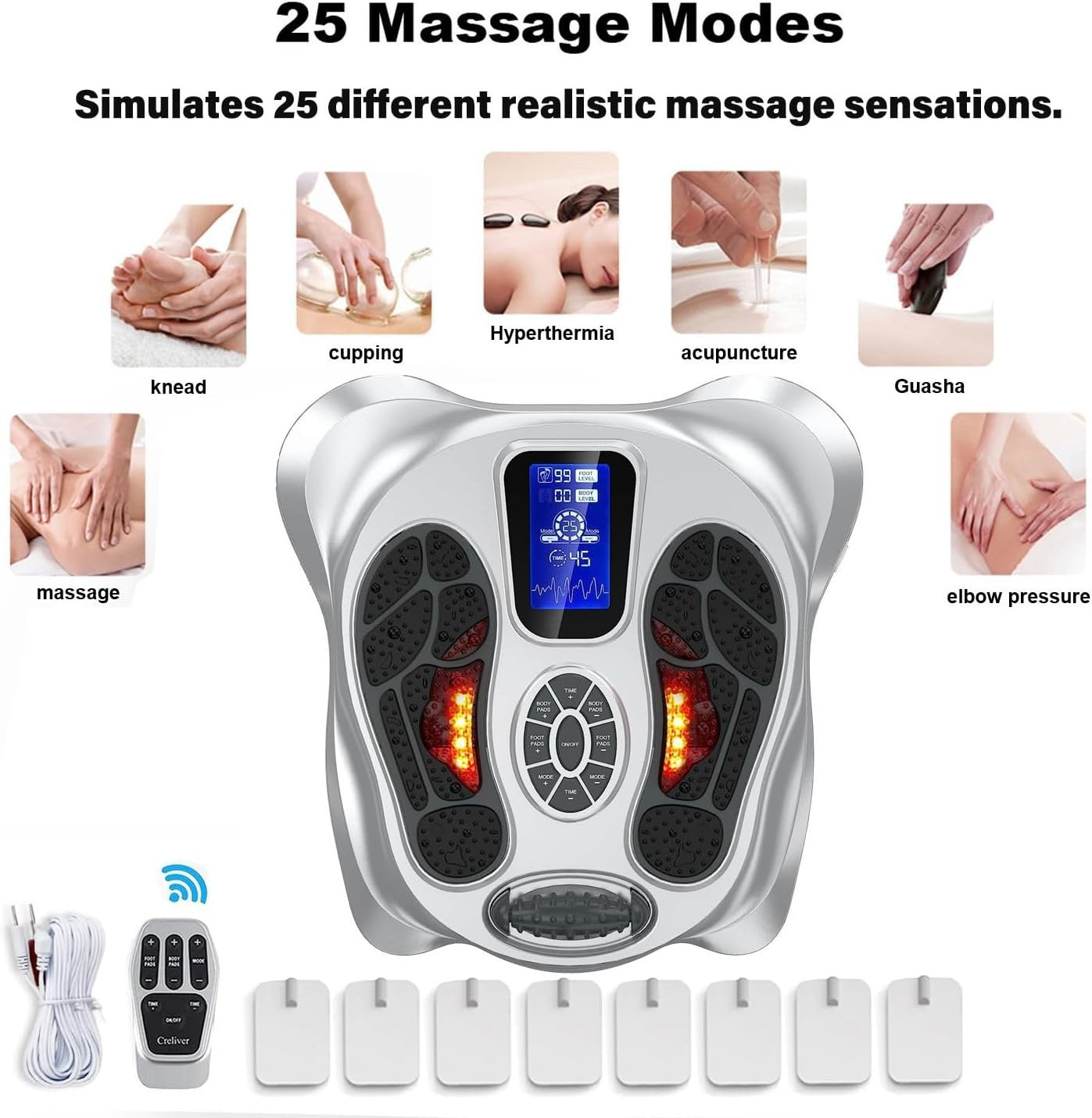 EMS Foot Circulation Massager 25 Modes 99 Intensity Pain Relief Therapy