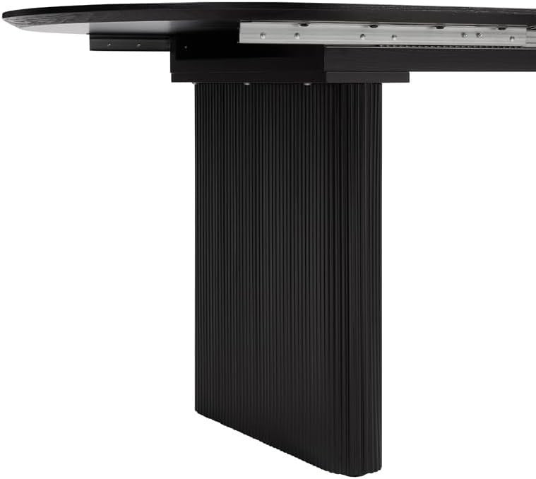 Extending Black Wooden Dining Table 6 Seater Oval Modern Space Saving