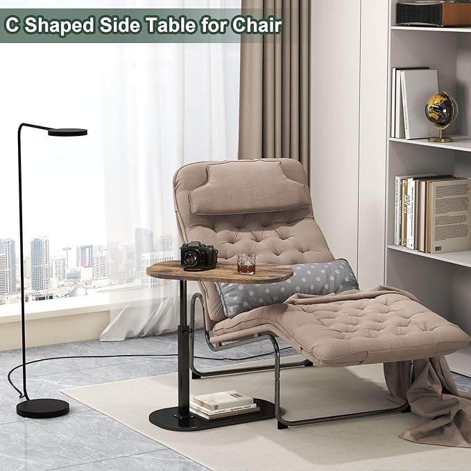 C Shaped Side Table Adjustable Height Swivel Laptop Sofa Bed Tray