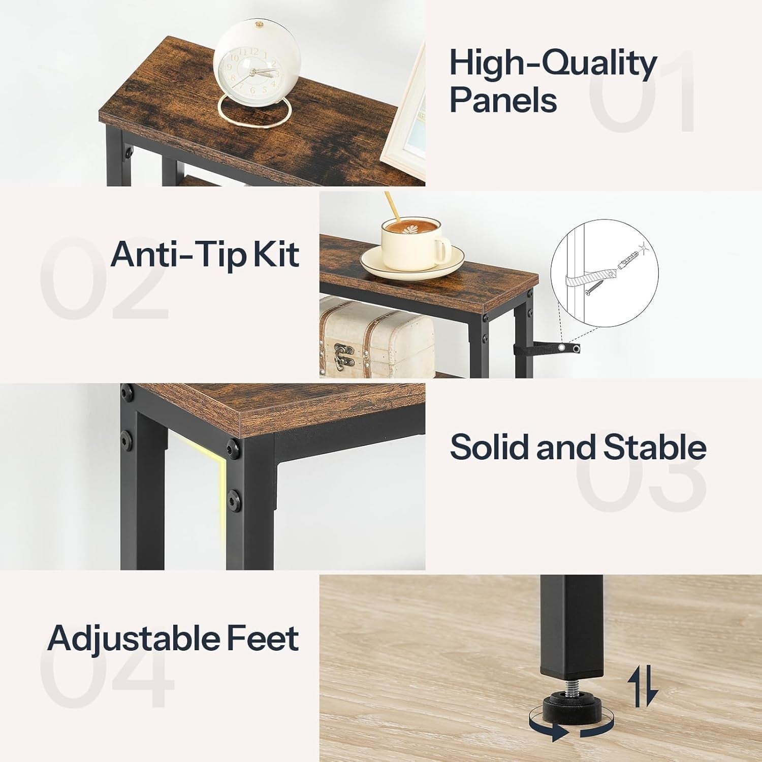 Slim Console Table 180x20x100cm Adjustable Shelf USB Charging Station