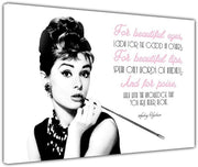 Audrey Hepburn Canvas Wall Art Motivational Quote Modern Print 41x31cm