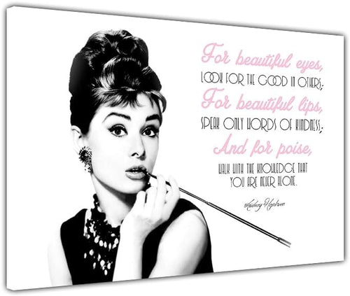 Audrey Hepburn Canvas Wall Art Motivational Quote Modern Print 41x31cm
