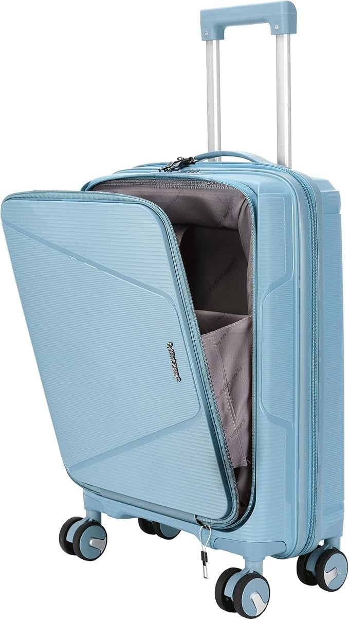 20in Cabin Suitcase Polypropylene Hard Shell TSA Lock Front Pocket