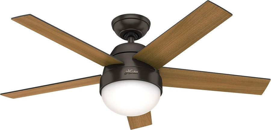 117CM Ceiling Fan, Premier Bronze, 5-Blade, Light, Remote