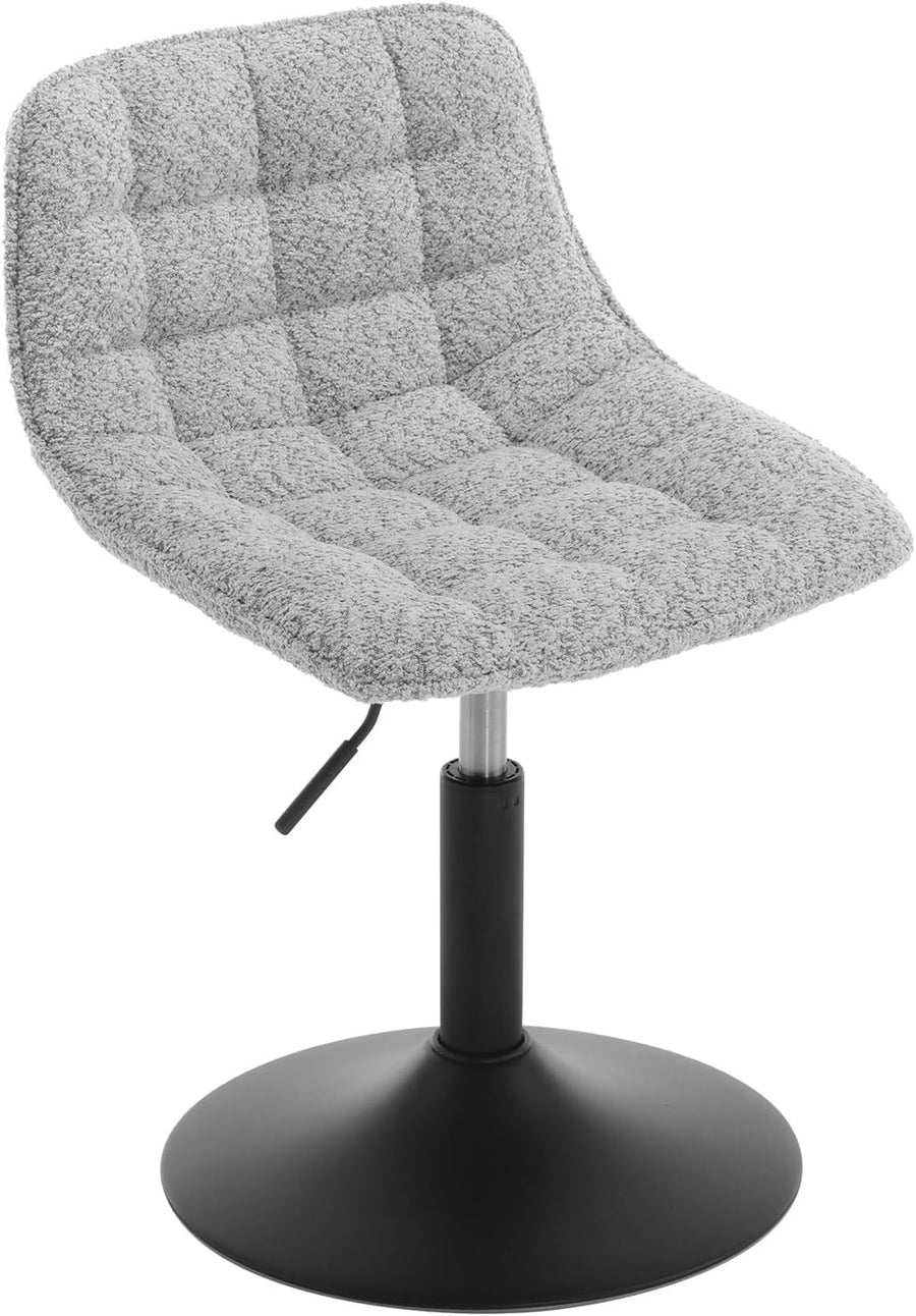 Grey Swivel Vanity Chair Height Adjustable Chenille Dressing Table Stool