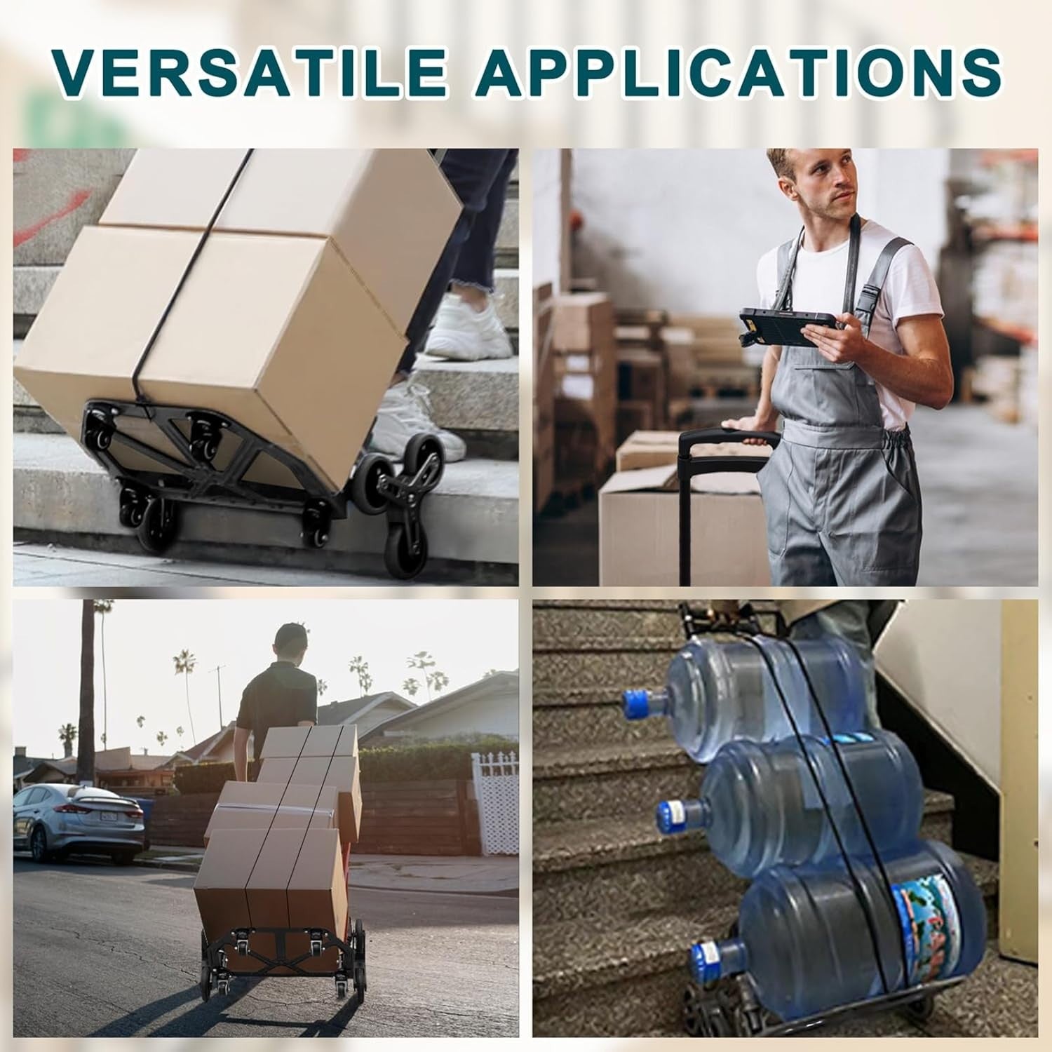 80kg Stair Climbing Sack Truck 10 Wheel Folding Trolley Rope Handle