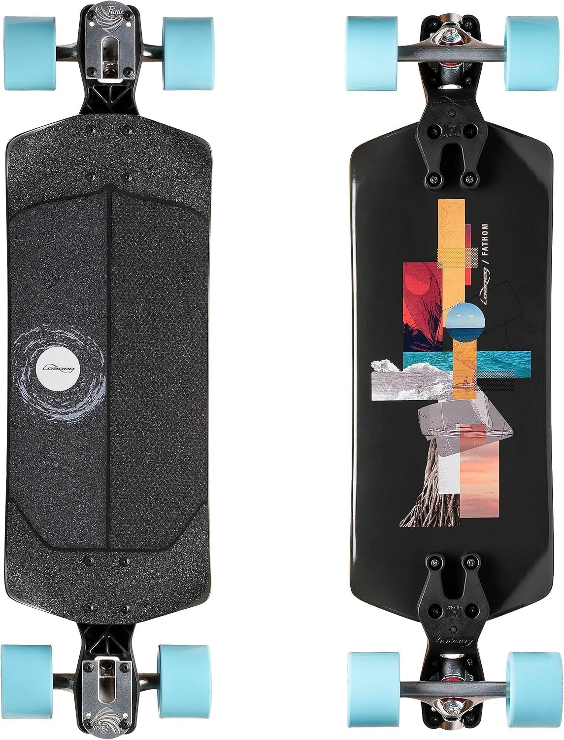 Drop-Through Longboard 9.25" Maple Deck Orange/Blue 85mm Wheels