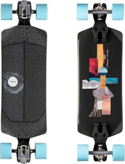 Drop-Through Longboard 9.25" Maple Deck Orange/Blue 85mm Wheels