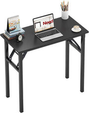Black Folding Computer Desk No Assembly Compact Home Office Work Table