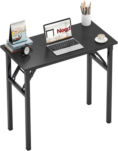 Black Folding Computer Desk No Assembly Compact Home Office Work Table