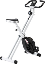 Foldable Magnetic Exercise Bike Quiet 8-Level Resistance LCD Pulse White