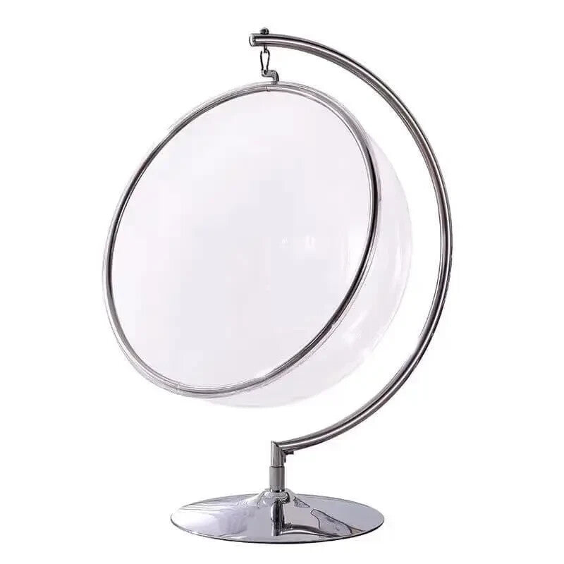 Modern Hanging Bubble Chair Swing with Grey Cushions Indoor Lounge