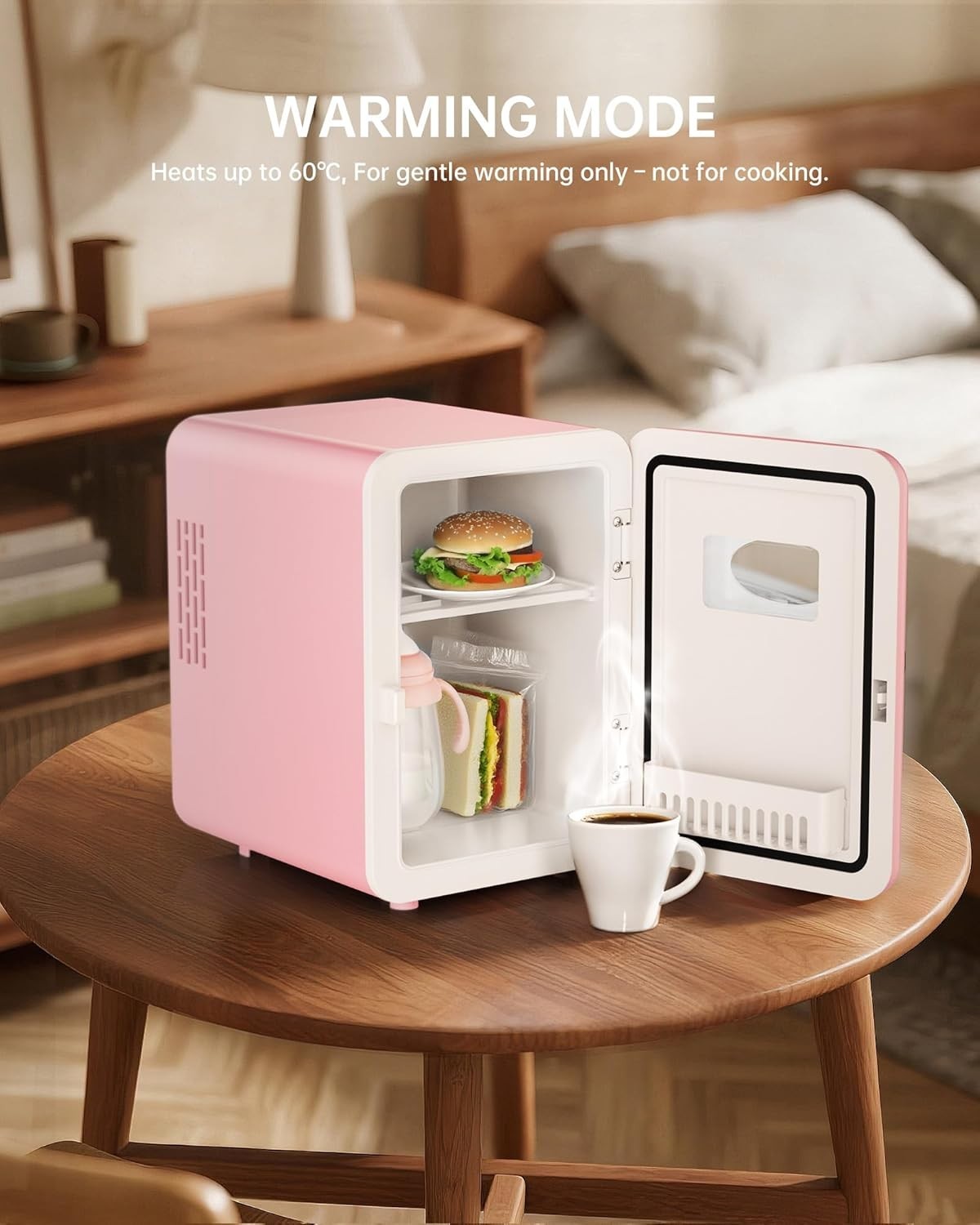4L Mini Fridge Pink Portable AC/DC Cooler Warmer Bedroom Car Use