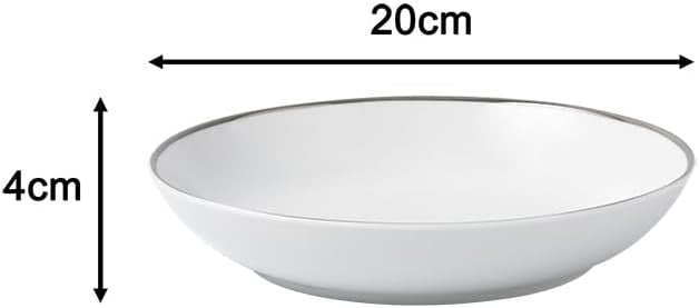 30pc Porcelain Dinnerware Set White Platinum Rim Plates Bowls Cups Service for 6