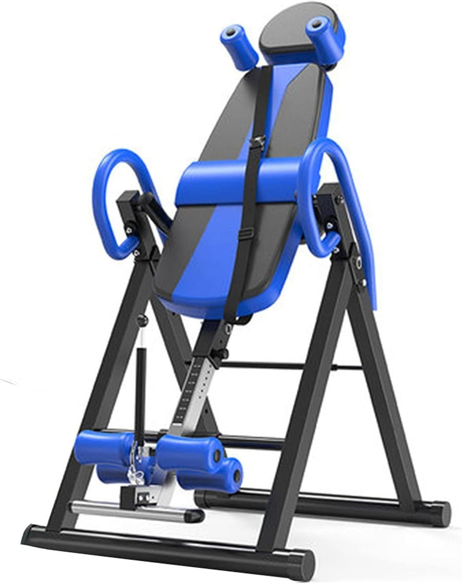 Adjustable Foldable Inversion Table, Blue with Headrest & Safety Belt, 220lb
