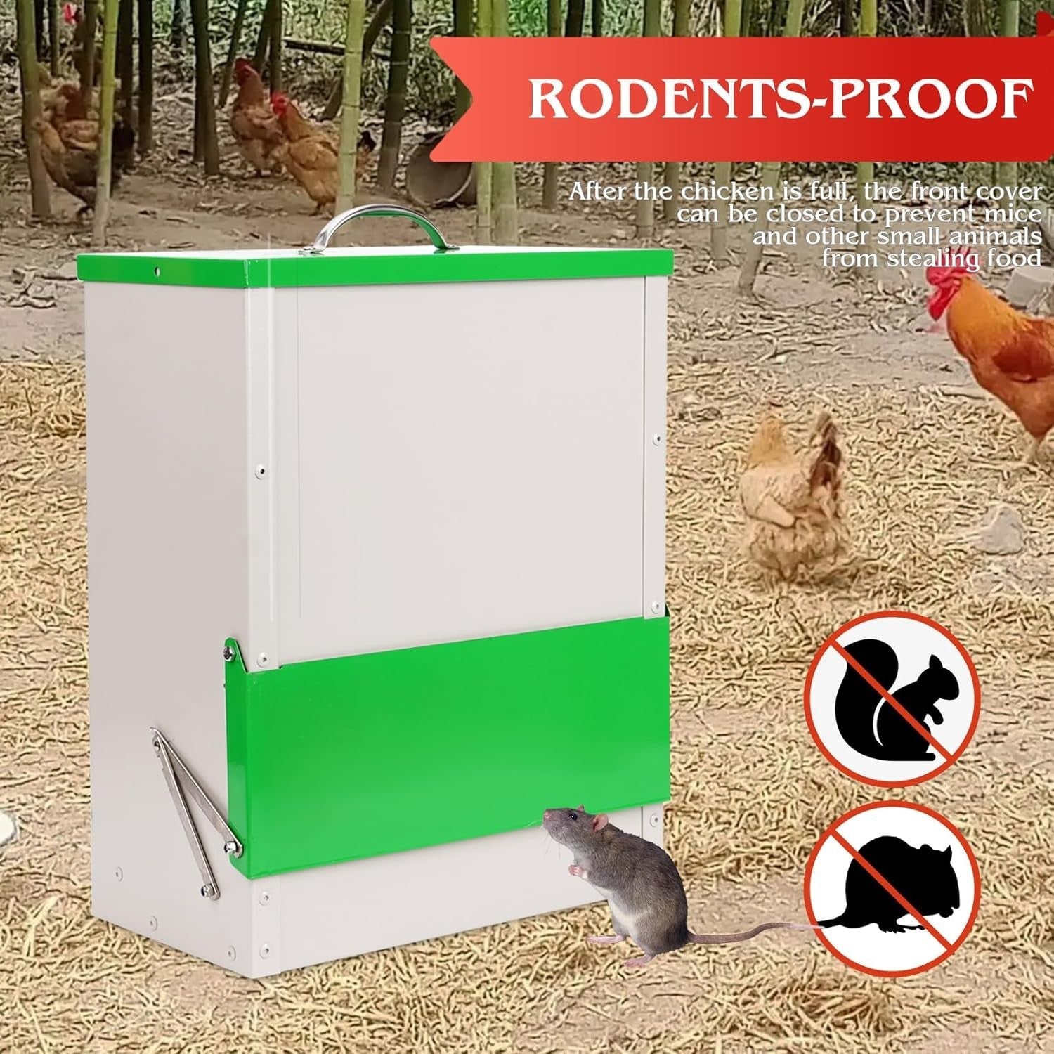 11KG Automatic Chicken Feeder Metal Weatherproof Hanging